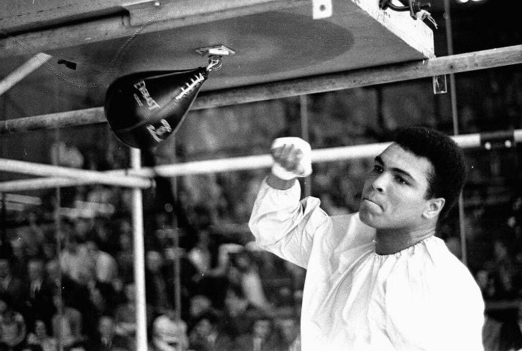 Muhammad Ali training in the gym