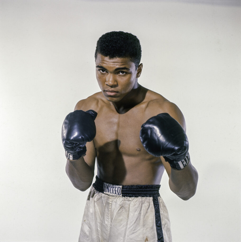 Muhammad Ali posing during photoshoot