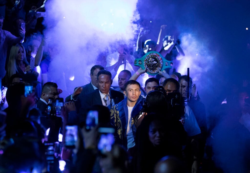 Gennadiy Golovkin walks to the ring