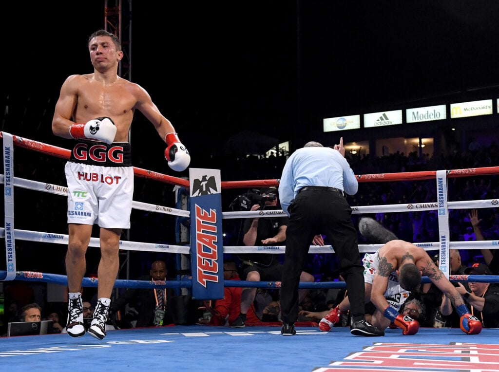 Gennady Golovkin walks away after knocking out Vanes Martirosyan