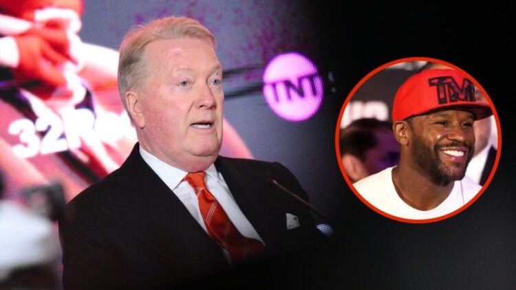 Image of Frank Warren with an inset of Floyd Mayweather