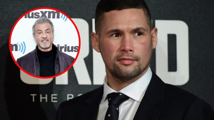 Tony Bellew at the Creed London premiere, inset Sylvester Stallone at the Sirus XM studios