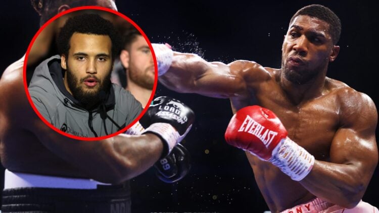 Anthony Joshua vs Jermaine Franklin with inset of Moses Itauma at a press conference