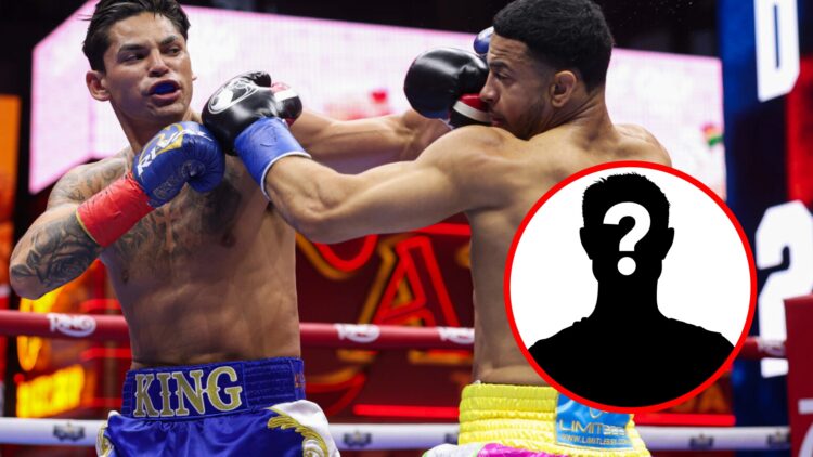 Ryan Garcia vs Rolando Romero with inset of a silhouette with a question mark inside it