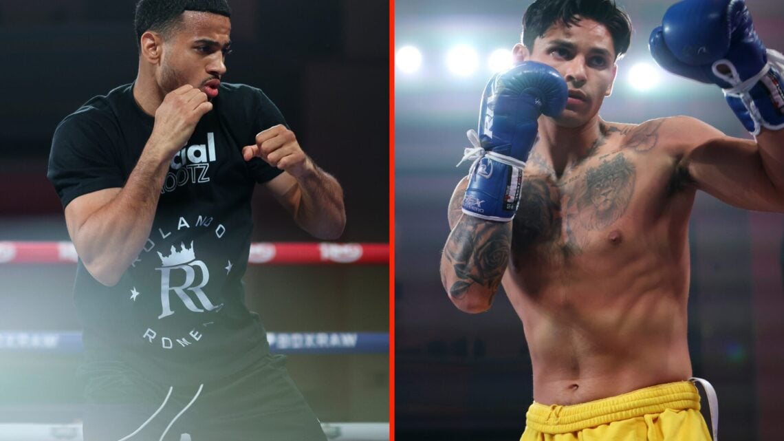 A split image of Ryan Garcia and Rolando Romero