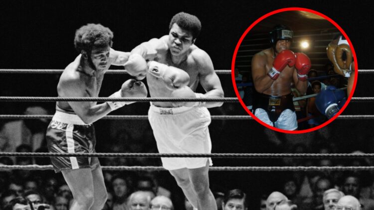 Muhammad Ali vs Jimmy Ellis with inset of the pair sparring
