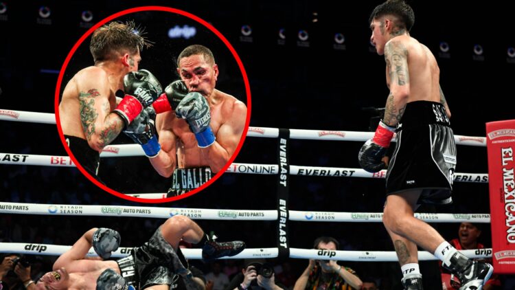 Bam Rodriguez knocked down Juan Estrada with inset of Bam punching Estrada