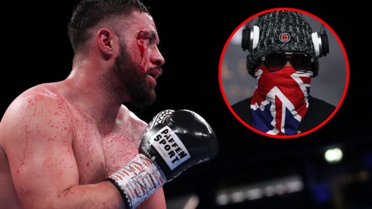 Joseph Parker with a cut above his eye with inset of Derek Chisora in a bandana