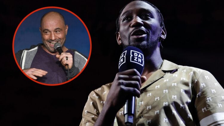 Image of Terence Crawford with inset of Joe Rogan