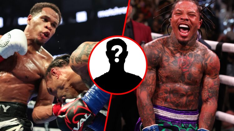 Devin Haney lands a punch on Regis Prograis split with Gervonta Davis celebrating his win over Ryan Garcia