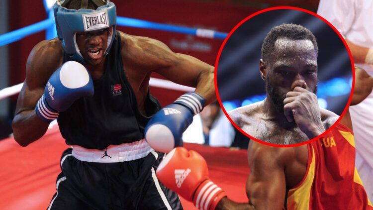 Deontay Wilder vs Jorge Quinonez with inset of Wilder looking sad after losing to Zhilei Zhang