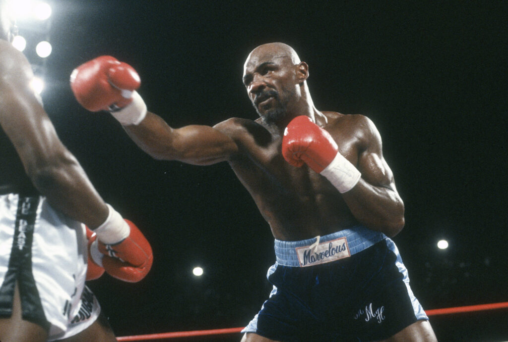 Marvin Hagler during his fight with John Mugabi