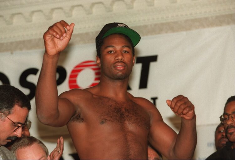 23 SEP 1994:  LENNOX LEWIS OF GREAT BRITAIN WEIGHS IN AT 238 LBS FOR HIS WBC HEAVYWEIGHT TITLE DEFENCE AGAINST OLIVER MCCALL OF THE USA DURING THE ...