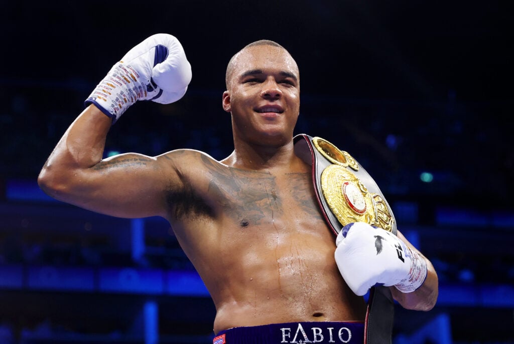 Fabio Wardley celebrates beating Michael Polite Coffie