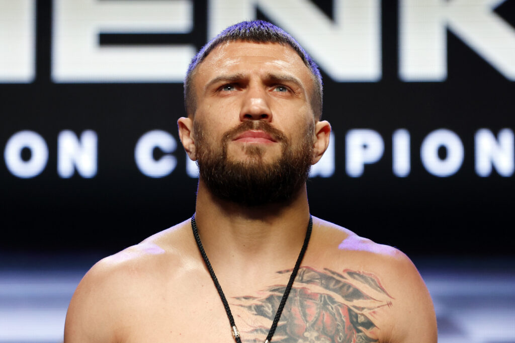 Vasiliy Lomachenko weighs-in to fight Devin Haney