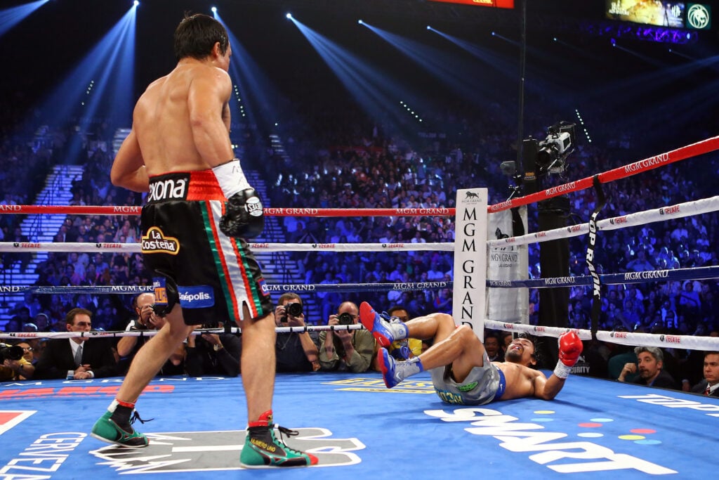 Manny Pacquiao knocks out Juan Manuel Marquez in their 2008 rematch