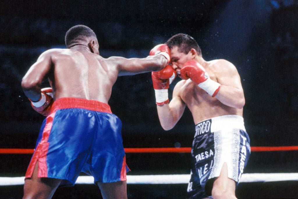 Pernell Whitaker lands a right hand on Julio Cesar Chavez