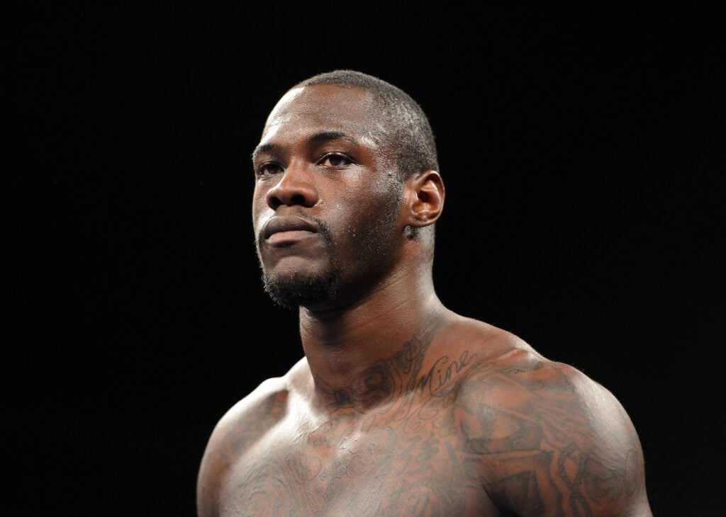 Deontay Wilder with skin fade haircut close up during his fight with Kelvin Price