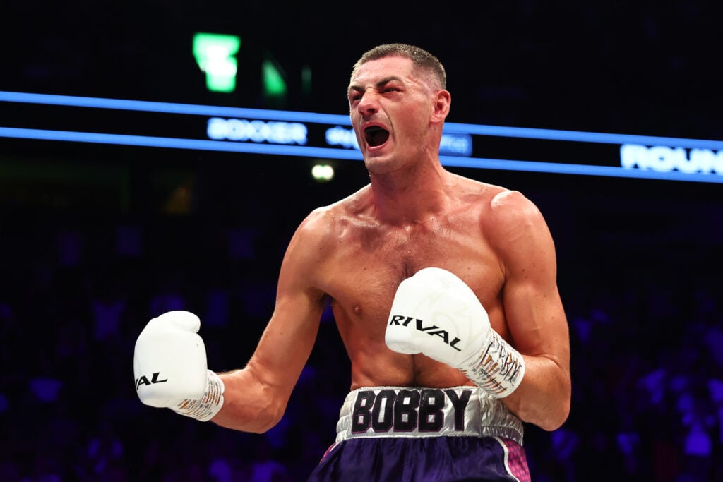 Jack Cullen shouting after knocking out Mark Heffron