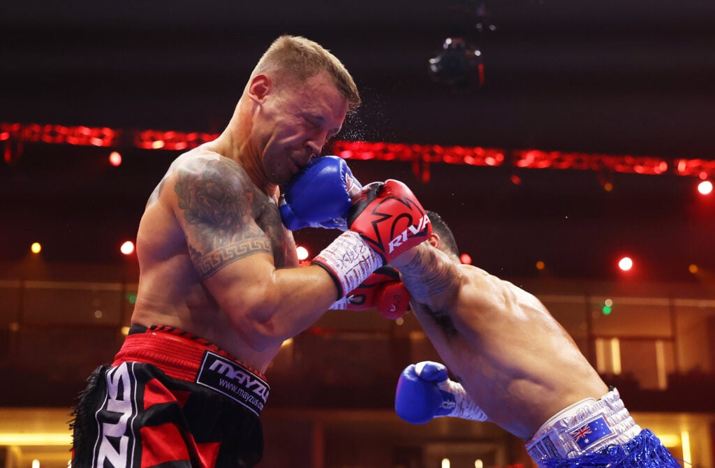Jai Opetaia lands a devastating blow on Mairis Briedis