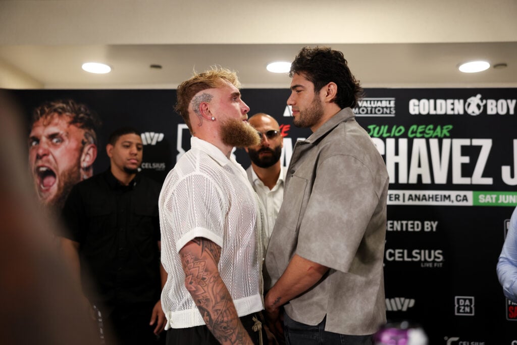 Jake Paul faces off with Gilberto Ramirez shortly after his win over Julio Cesar Chavez Jr