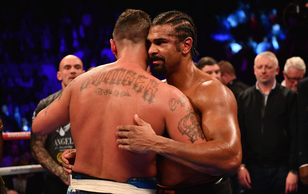 David Haye and Tony Bellew embrace