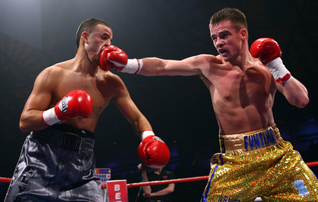 Frankie Gavin lands a right hand jab flush on the face of Samir Tergaoui