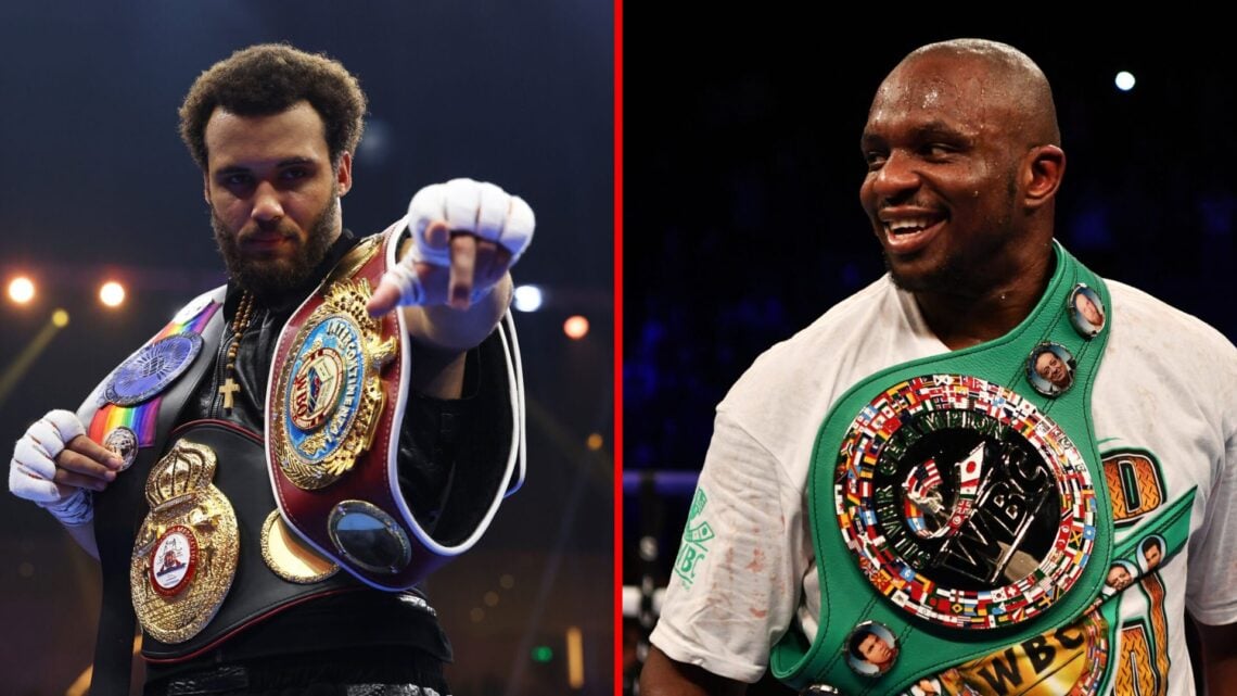 Split image of Moses Itauma and Dillian Whyte celebrating wins