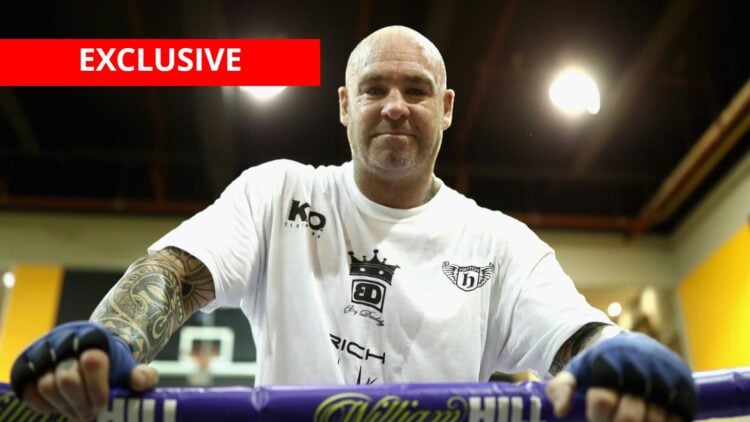 Lucas Browne during a workout with exclusive banner