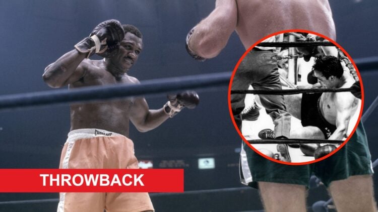 Joe Frazier (L) looks for an opening against Jerry Quarry (R) during a heavyweight fight and Manuel Ramos Goes Ko Against Joe Frazier.
