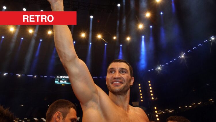 Wladimir Klitschko celebrates victory over David Haye