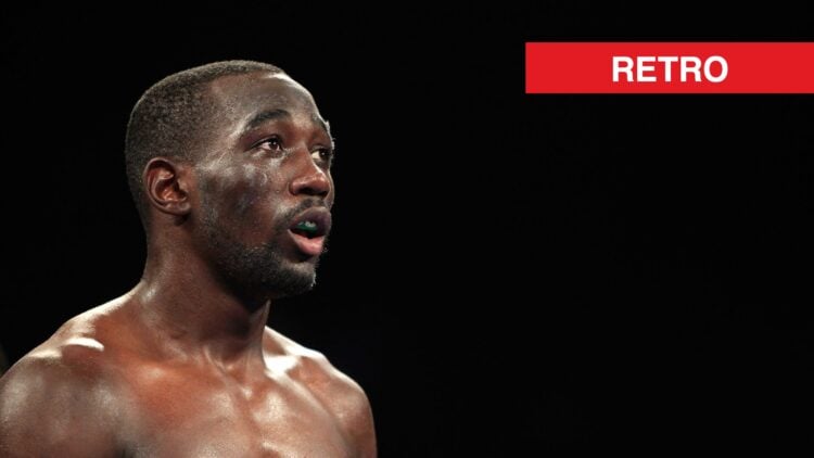 Image of Terence Crawford in ring with retro label
