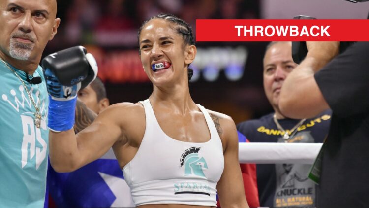 Amanda Serrano celebrates win in ring with throwback label