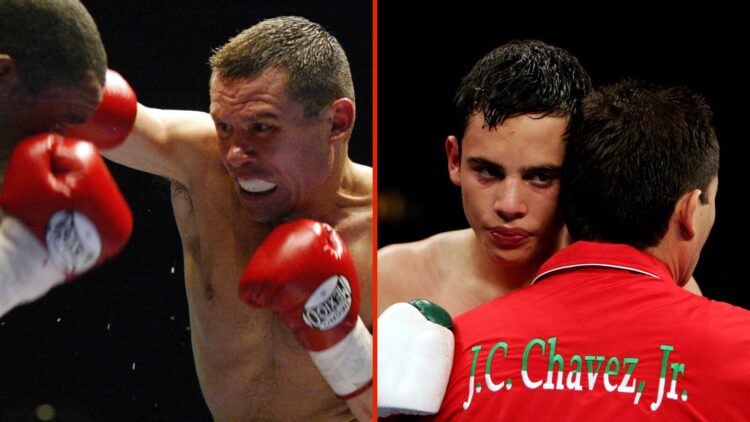 Split image of Julio Cesar Chavez and Julio Cesar Chavez Jr.