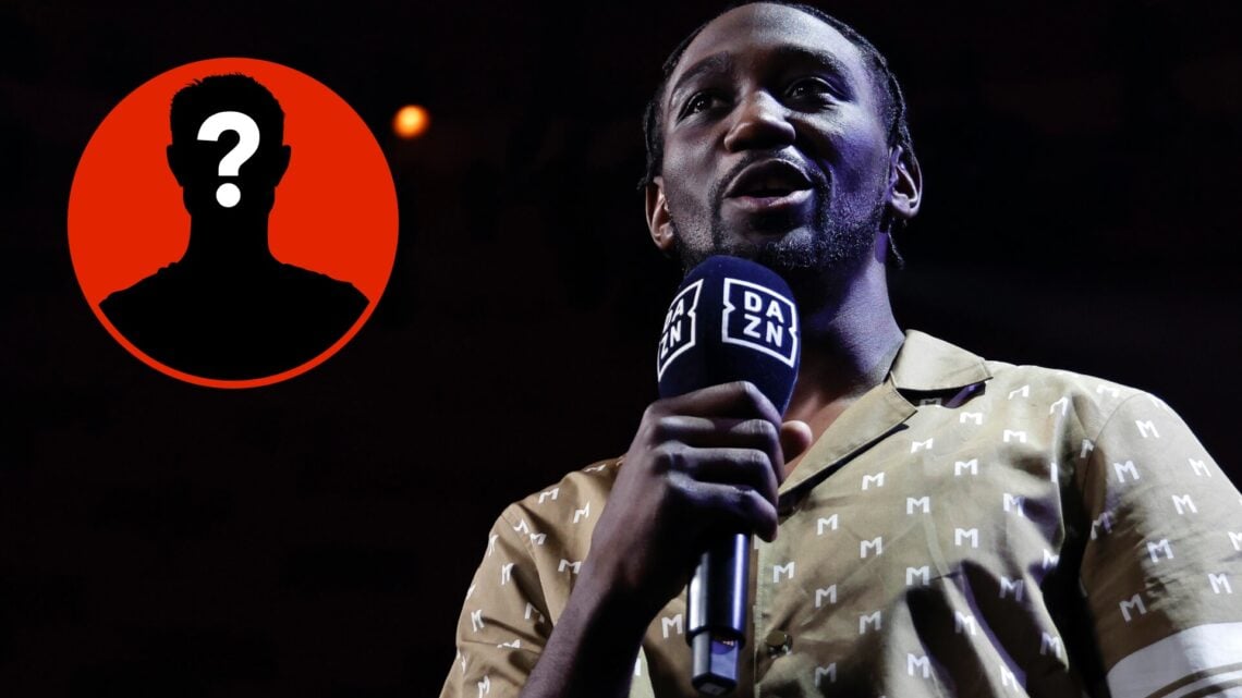 Image of Terence Crawford with inset of mystery figure