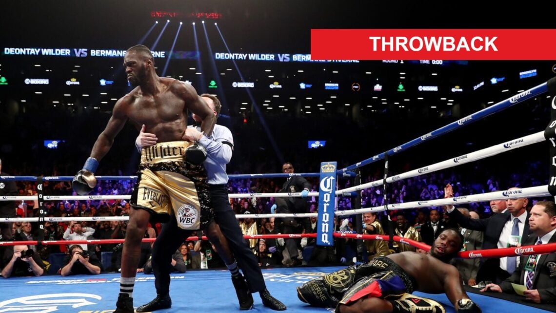 Deontay Wilder knocks out Bermane Stiverne in the first round during their rematch for Wilder's WBC heavyweight title