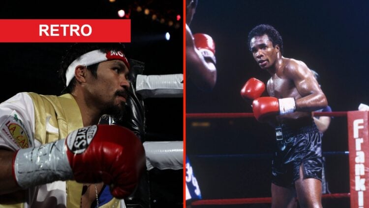 Manny Pacquiao of the Philippines makes his way to the ring for his fight against Antonio Margarito and Sugar Ray Leonard