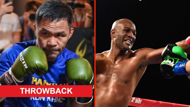 Manny Pacquiao trains before his 2023 exhibition fight and Bernard Hopkins lays in a right jab