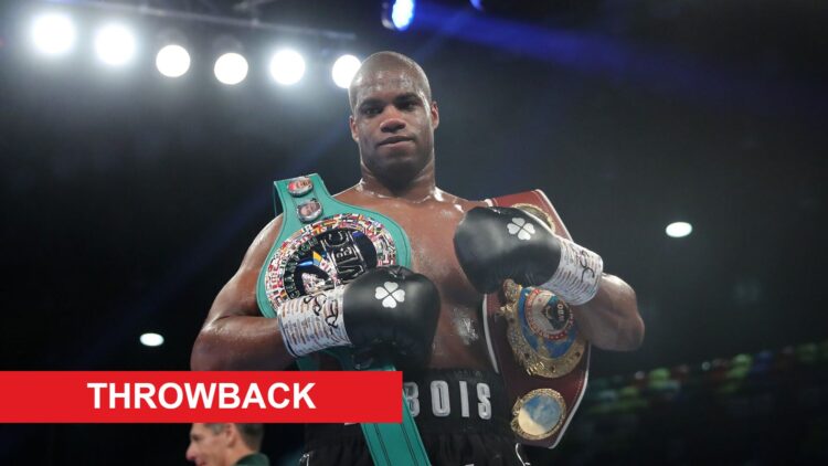 Daniel Dubois celebrates defeating Kyotaro Fujimoto with throwback label