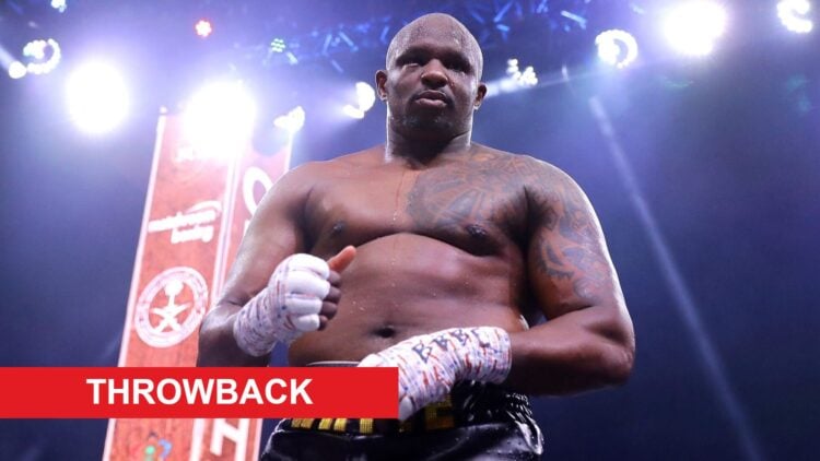 Dillian Whyte celebrating a win with throwback label