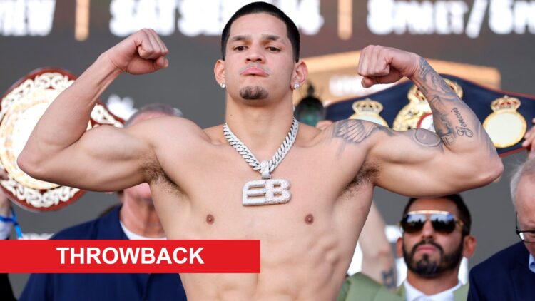 Edgar Berlanga weighs-in with throwback banner