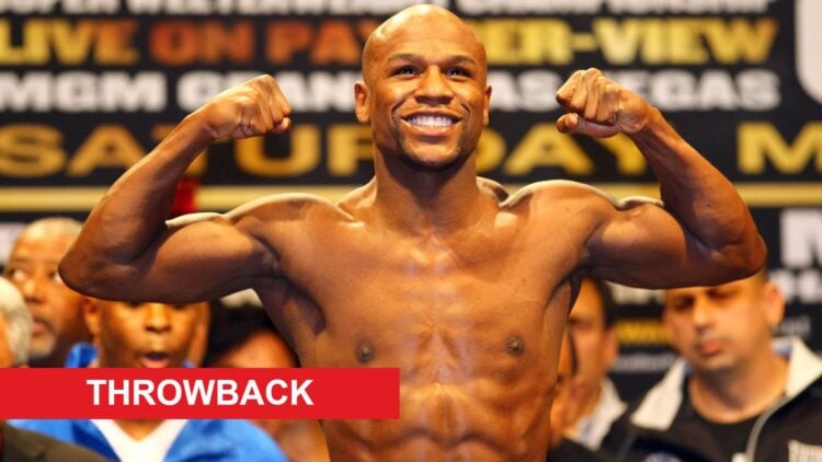 Floyd Mayweather weighing-in with throwback label
