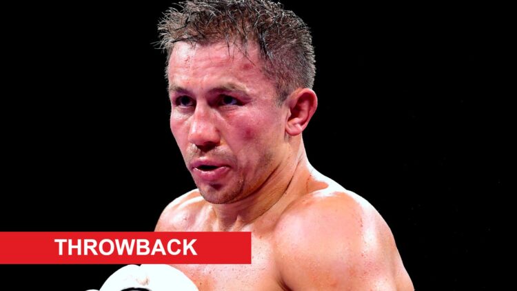 Gennadiy Golovkin boxing with throwback label
