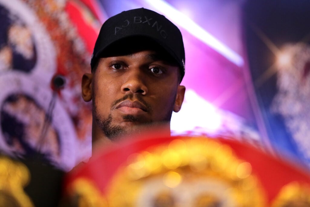 Anthony Joshua during press conference with Jarrell Miller