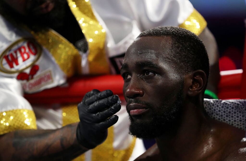 Terence Crawford in the corner during fight with Amir Khan