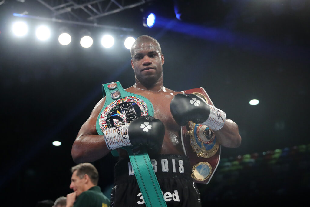 Daniel Dubois celebrates defeating Kyotaro Fujimoto
