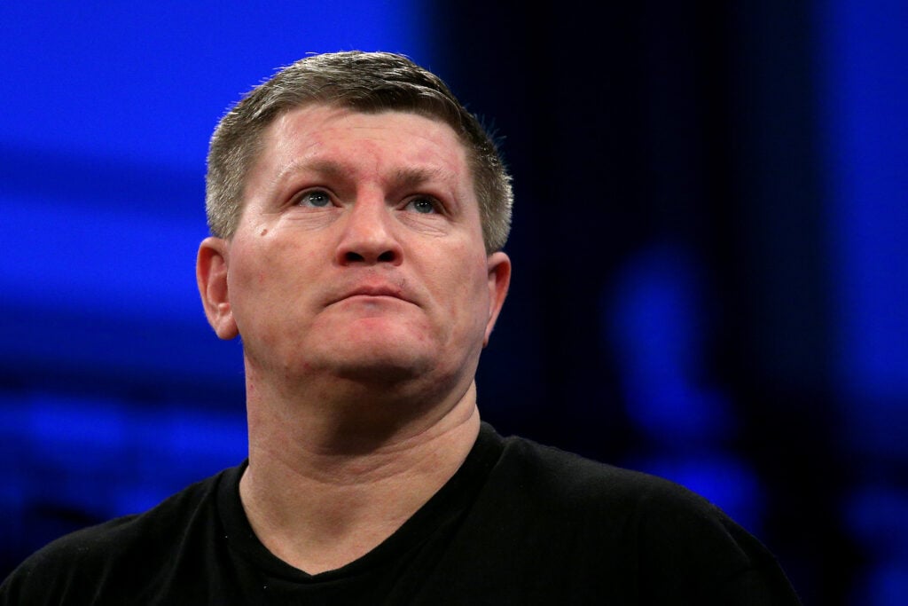 Close-up of Ricky Hatton as he looks on during boxing bout in York Hall