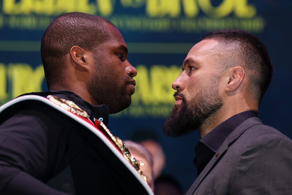 Daniel Dubois and Joseph Parker stare into eachother's eyes at their face-off