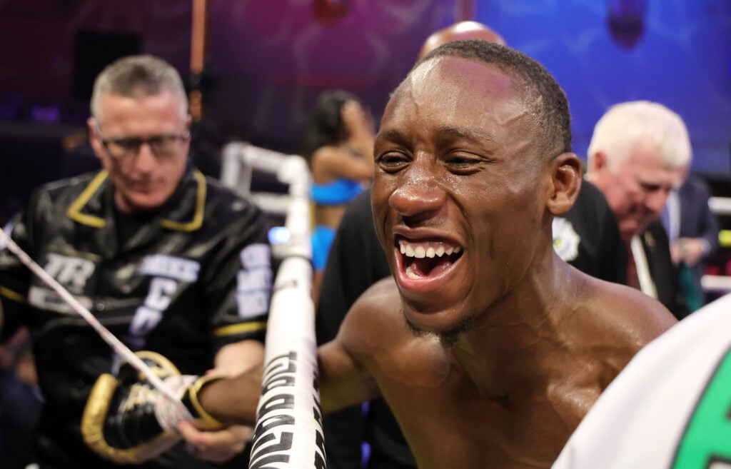 Bruce Carrington celebrates win