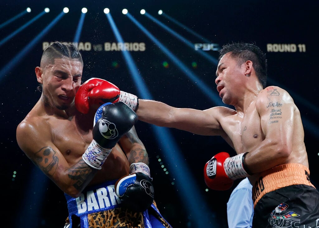 Manny Pacquiao punches Mario Barrios